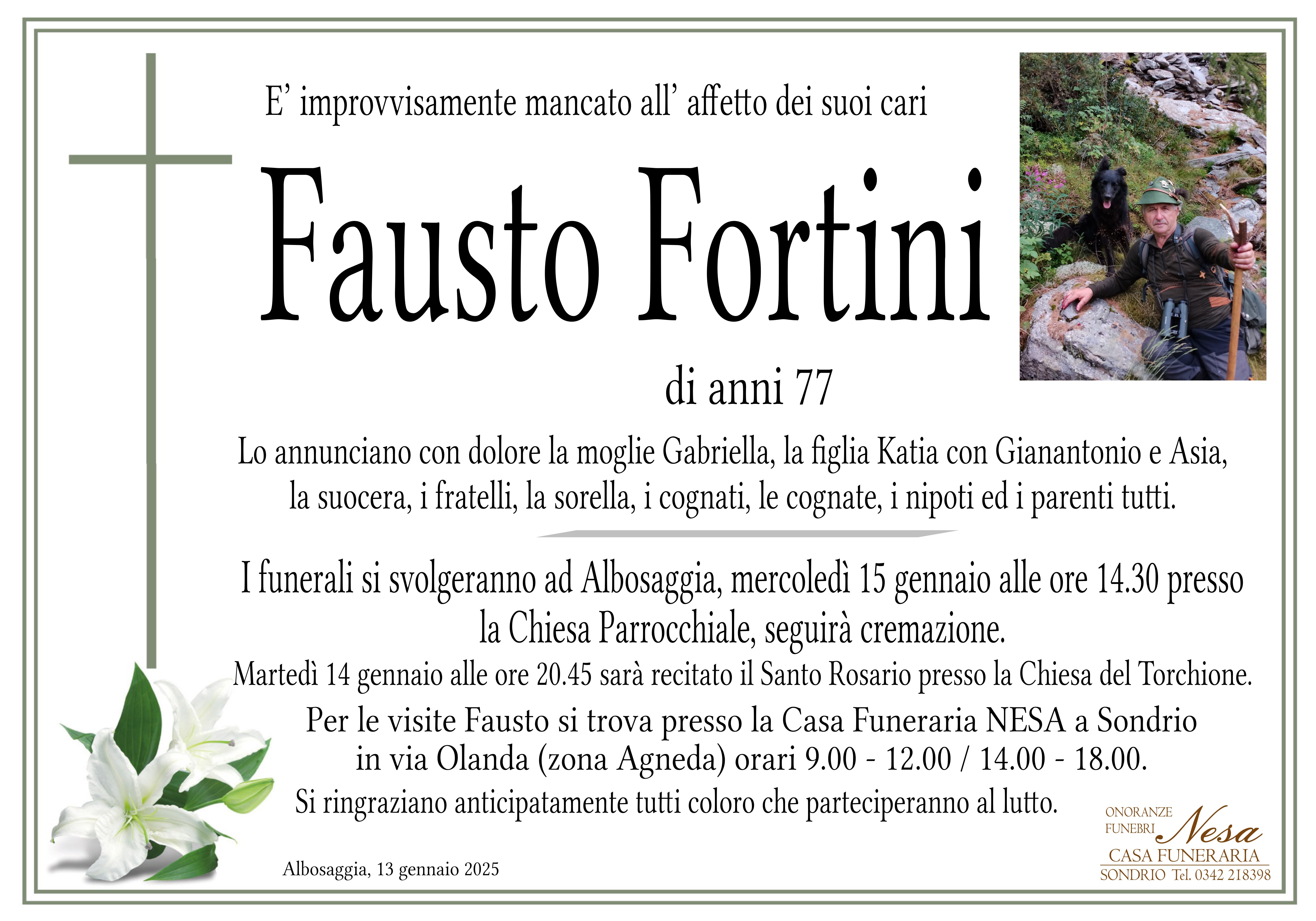 Necrologio FAUSTO FORTINI